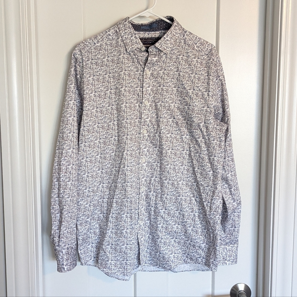 Johnston & Murphy NWT Button Down Shirt - White Blue Pattern sz M